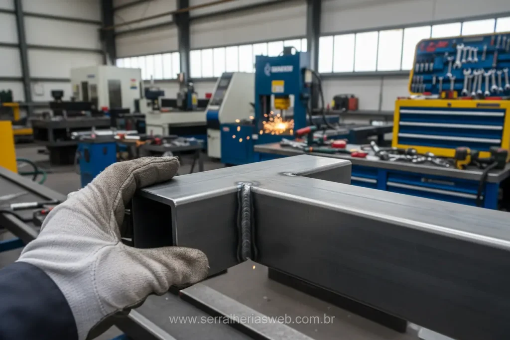 Verificação de materiais e equipamentos de serralheria